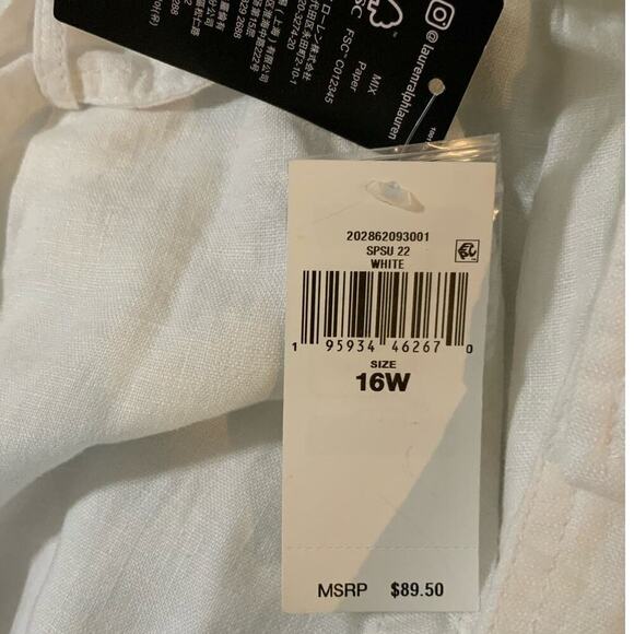 Lauren Ralph Lauren 100% Linen Short Size 16W High Waist Belted Pockets White - Picture 11 of 11